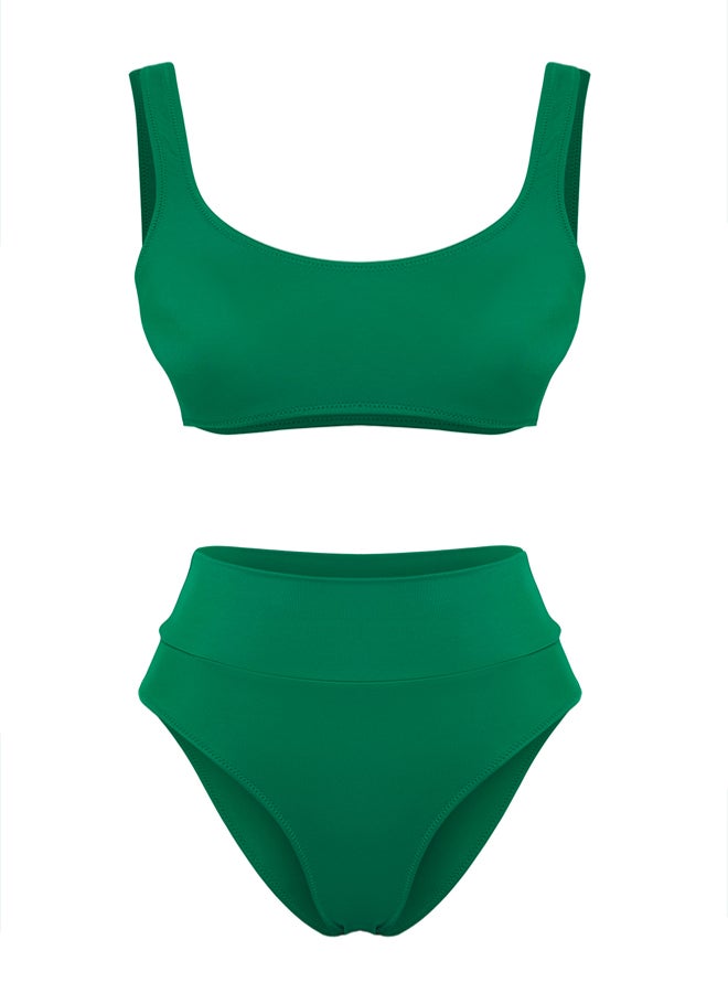 trendyol Green High Waist High Leg Regular Core Bikini Set  - Image 5