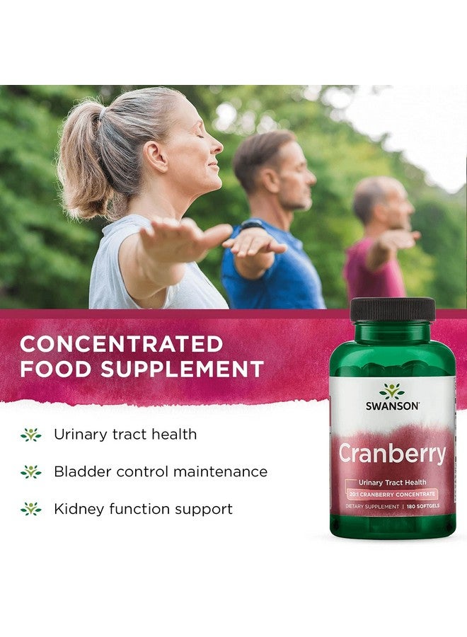 Swanson Cranberry - Supports Urinary Tract Health, Bladder Control & Promotes Healthy Kidney Function - Supplement Made with 20:1 Cranberry Juice Concentrate - (180 Softgels) 2 Pack - Image 4