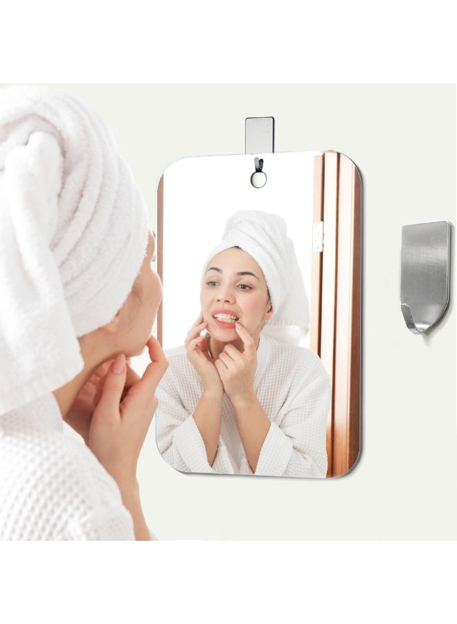 YelaJoy Shower Mirror Fogless for Shaving, Medium 20x25CM Mirror for Wall Hanging, Frameless Portable Travel Camping Mirrors Shatterproof Handheld Locker Shave Mirror Makeup Plastic Anti Fog Free Bathroom - Image 2