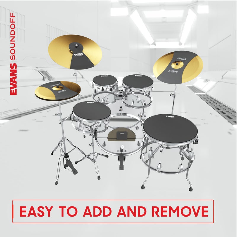 Evans Soundoff Drum Mute Pads - Full Box Drum Pad Set - Drum Mutes Pack - 4 Tom/Snares - Great for Silencing Drum Kits to Practice - Fusion Box Set - 4-Pack - Image 4