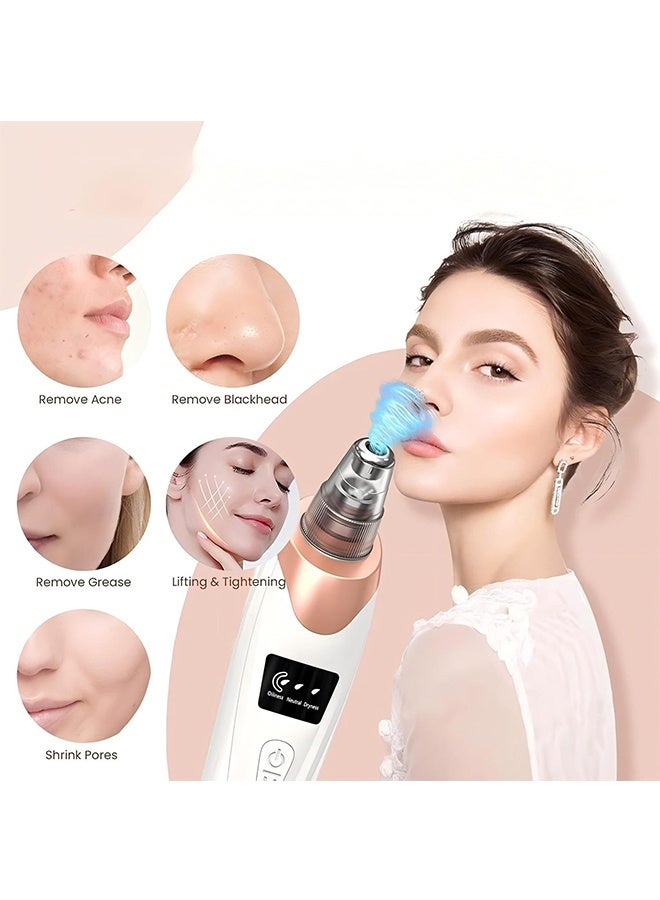 HAVEN Blackhead Remover Pore Vacuum,Facial Pore Cleaner-5 Suction Power,5 Probes,USB Rechargeable Blackhead Vacuum Kit Electric Acne Extractor Tool for Adult (White) - Image 2