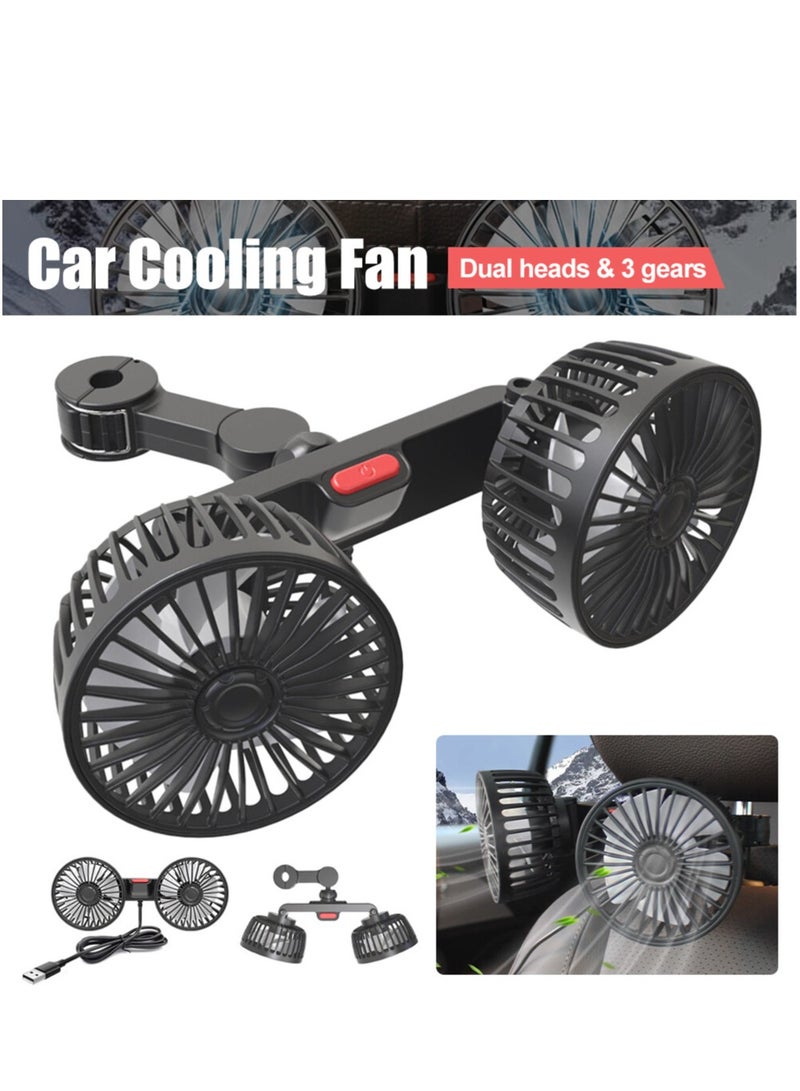 مروحية سيارة كهربائية 12 فولت للمقعد الخلفي لتبريد الهواء تلقائيًا ، ومسند رأس قابل للدوران 360 درجة ، ومروحة هواء لمقعد الخلفي للسيارات من طراز سيدان وسيارات الدفع الرباعي والقوارب - Image 1