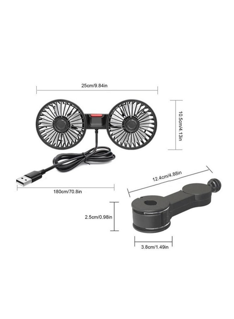 مروحية سيارة كهربائية 12 فولت للمقعد الخلفي لتبريد الهواء تلقائيًا ، ومسند رأس قابل للدوران 360 درجة ، ومروحة هواء لمقعد الخلفي للسيارات من طراز سيدان وسيارات الدفع الرباعي والقوارب - Image 2