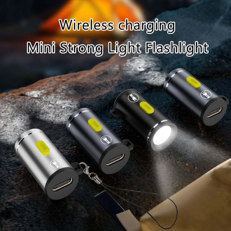 Black USB C Mini Flashlight Battery Free Bright LED Light For Outdoor Camping Torch - Image 3