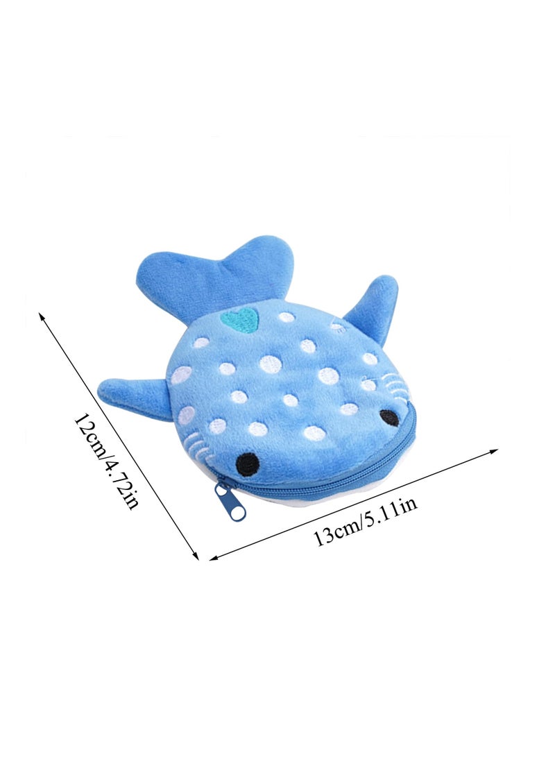 Shark Coin Purse, Cute Plush Cartoon Small Wallet for Women - Fun Coin Pouch and Cosmetic Bag (Blue) - Image 2