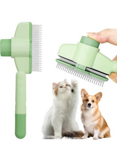 Meetion Pet Hair Removal Comb Flea Comb, New Cat Brush with Release Button, Pet Grooming Brush for Short&Long Hair (green)  - Image 1