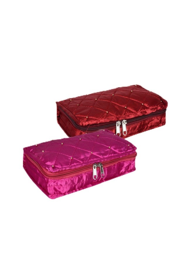 هارتس حقيبة تخزين المكياج | منظم الغرور | حقيبة مكياج | منظم القلادة | مجموعة مستحضرات التجميل للسفر | 6 منظم الحقيبة | منظم مجوهرات موتي | كبير | حزمة من 2 | متعدد - Image 1