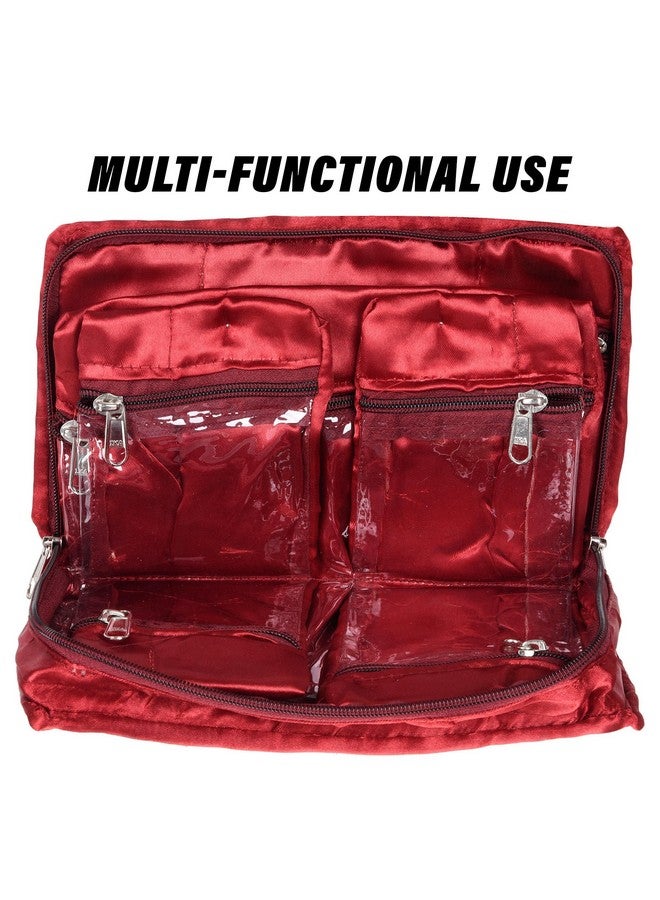 هارتس حقيبة تخزين المكياج | منظم الغرور | حقيبة مكياج | منظم القلادة | مجموعة مستحضرات التجميل للسفر | 6 منظم الحقيبة | منظم مجوهرات موتي | كبير | حزمة من 2 | متعدد - Image 4