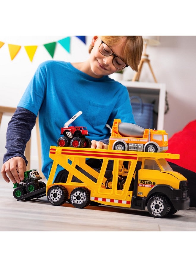 TONKA Tonka Steel Classics, Classic Car Carrier - Made with Steel and Sturdy Plastic, Yellow Friction Powered, Boys and Girls, Toddlers Ages 3+, Big Construction Truck, Birthday Gift, Holiday  - Image 5