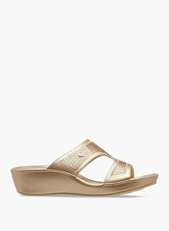 Women's Embellished Slip-On Sandals with Wedge Heels