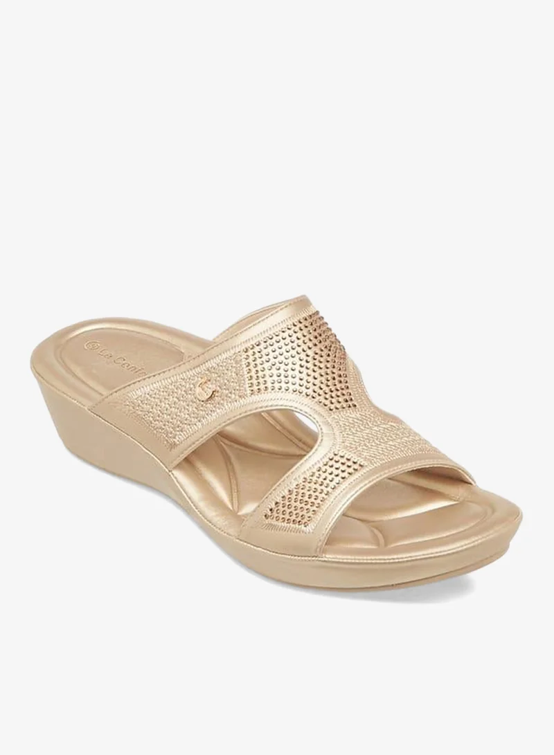 لو كونفورت صنادل نسائية مزينة بكعب ويدج سهل الارتداء