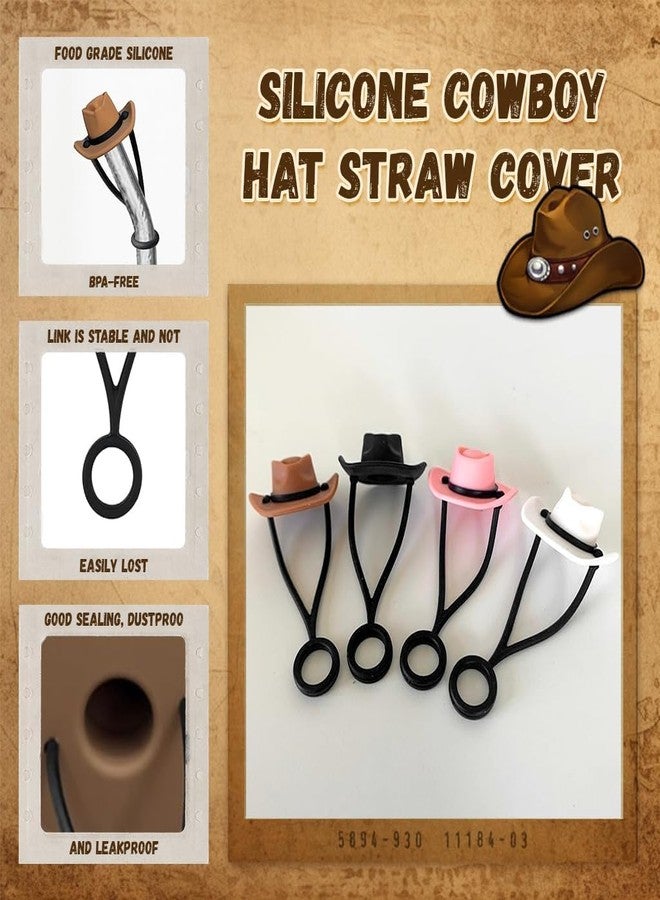 TREXEE 4 Pack Silicone Cowboy Hat Straw Covers Cap Compatible with Stanley Cup 30 40 oz, Cute Funny Tumbler Straw Topper Accessories for Man & Woman Valentine's Day Gifts - Image 5