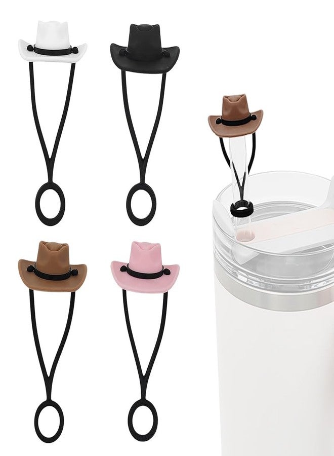 TREXEE 4 Pack Silicone Cowboy Hat Straw Covers Cap Compatible with Stanley Cup 30 40 oz, Cute Funny Tumbler Straw Topper Accessories for Man & Woman Valentine's Day Gifts - Image 1