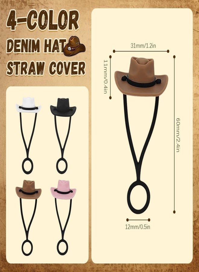 TREXEE 4 Pack Silicone Cowboy Hat Straw Covers Cap Compatible with Stanley Cup 30 40 oz, Cute Funny Tumbler Straw Topper Accessories for Man & Woman Valentine's Day Gifts - Image 3