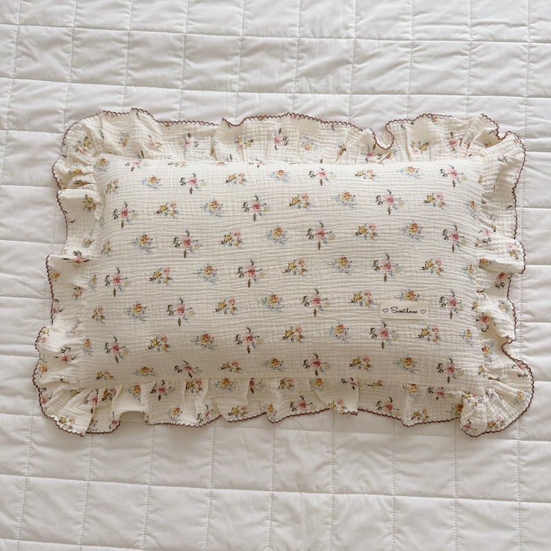 BuLuTu Cotton Muslin Kids Toddler Pillowcase with Cute Azalea Flowers Pattern Super Soft Crib Nursery Pillowcase for Boys,Girls,Bedding Decor Machine Washable, Durable Pillowcase,1 Piece,14"x20" - Image 4