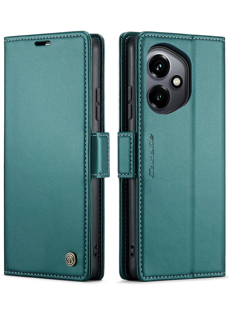 CaseMe Phone Case Luxury PU Leather Design Anti Fingerprint 023 Flip Cover Card Slot Holder Cover For Honor 400  (Green) - Image 1