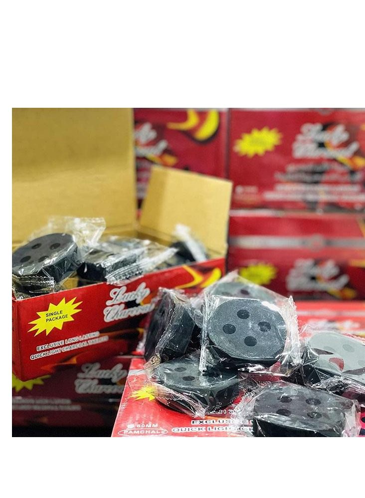 Lucky 20-Piece Quick Light Charcoal Tablets Round Shaped Holes - Image 3