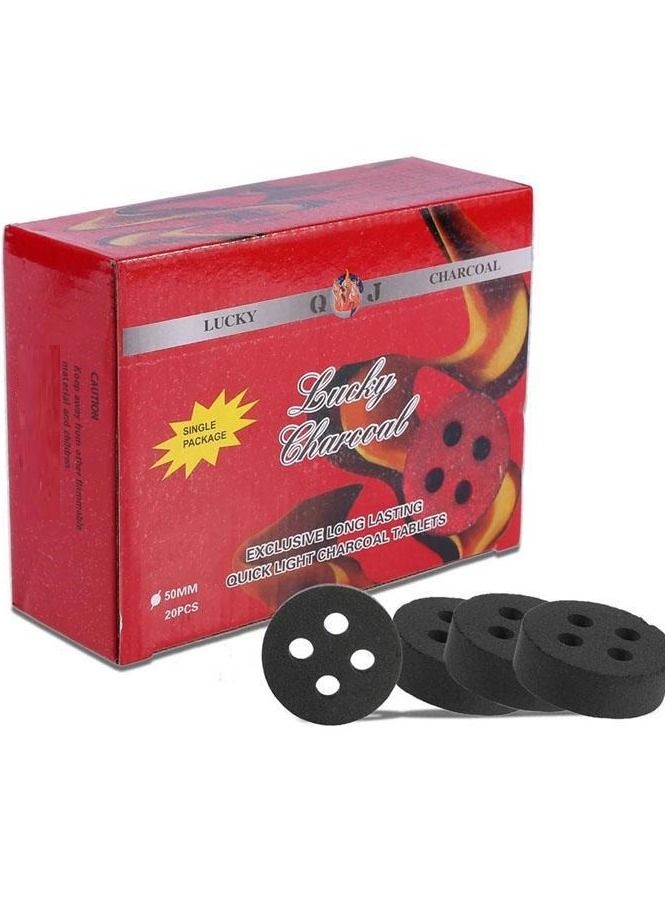 Lucky 20-Piece Quick Light Charcoal Tablets Round Shaped Holes - Image 1