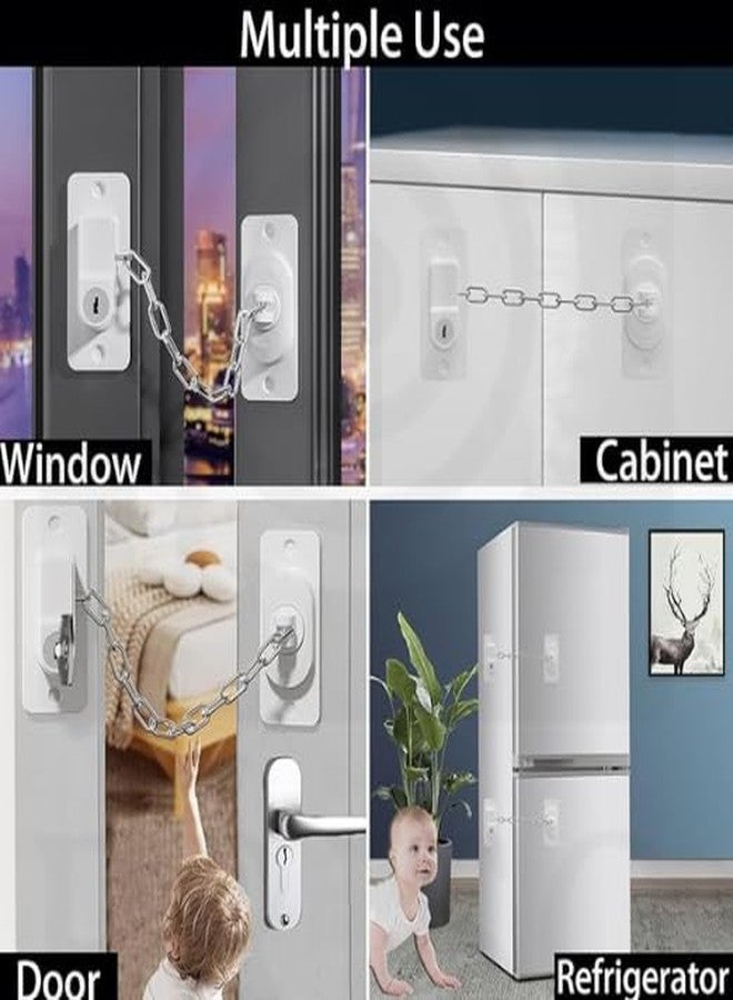 PRISO قفل أمان للأطفال والقطط من بريزو، وأقفال نوافذ، وسلسلة لتأمين المنزل وحماية الأطفال، وقفل مفتاح قوي لا يترك أثراً ولا يحتاج إلى ثقب. (أبيض) - Image 5