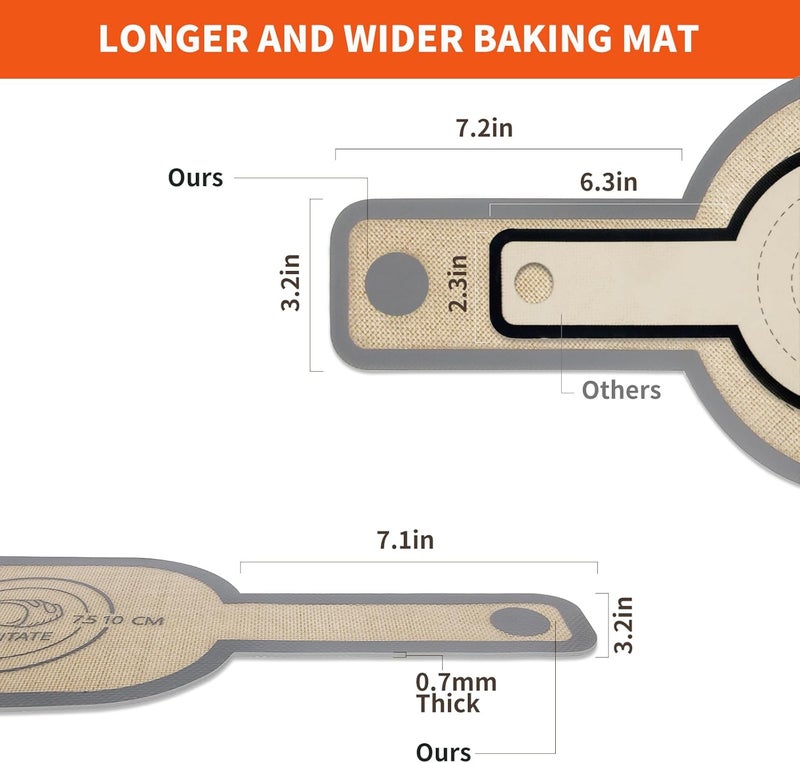 PLAPITATE Silicone Bread Sling Dutch Oven Liner, Non-Stick & Easy Clean Reusable Oval and Round Silicone Bread Baking Mat with Long Handles, Easy to Transfer Sourdough Bread - 2 Gray Set - Image 2