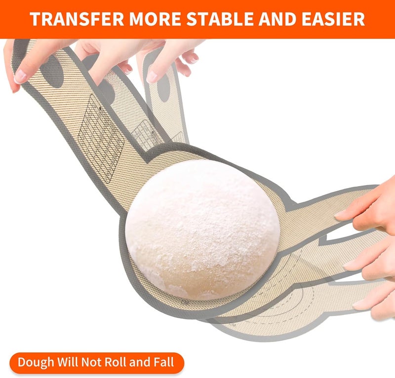 PLAPITATE Silicone Bread Sling Dutch Oven Liner, Non-Stick & Easy Clean Reusable Oval and Round Silicone Bread Baking Mat with Long Handles, Easy to Transfer Sourdough Bread - 2 Gray Set - Image 3