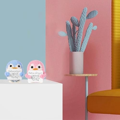 squishy Crochet Toys, Penguin Toy with Encouragement Card, Handmade Crochet Gifts for Desk Decor, Home Decoration, Baby Nursery, Cute Crochet Gifts - Image 3