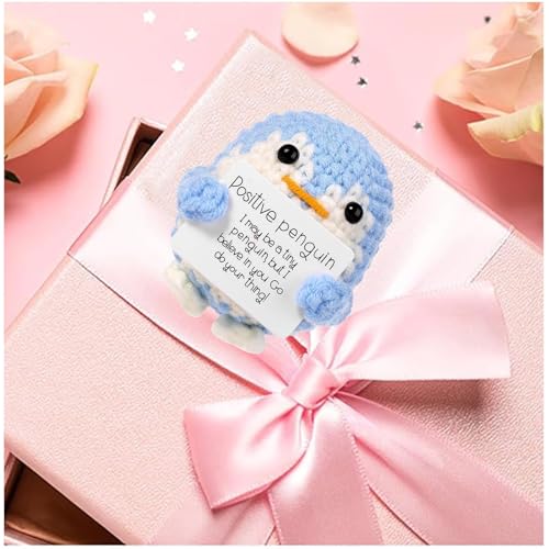 squishy Crochet Toys, Penguin Toy with Encouragement Card, Handmade Crochet Gifts for Desk Decor, Home Decoration, Baby Nursery, Cute Crochet Gifts - Image 2