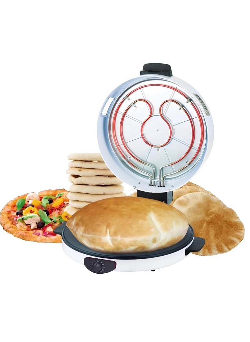 KLIKONIX Arabic Bread & Pizza Maker, 30cm Non-Stick Baking Plate | Halogen Tube & Stainless Steel Heating Coil | Adjustable Double Thermostat | 1800W | High Temp 180 - 240 Degree KBM-865  - Image 1