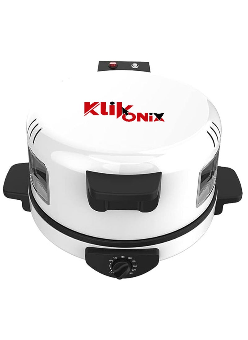 KLIKONIX Arabic Bread & Pizza Maker, 30cm Non-Stick Baking Plate | Halogen Tube & Stainless Steel Heating Coil | Adjustable Double Thermostat | 1800W | High Temp 180 - 240 Degree KBM-865  - Image 4