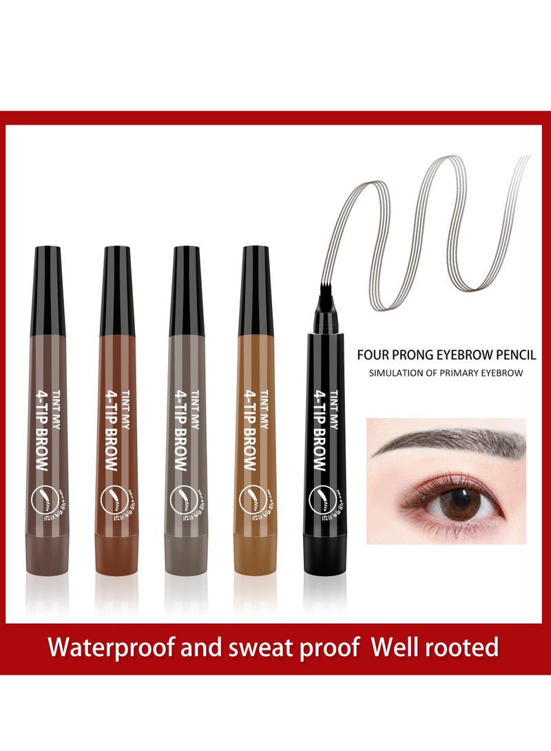 Excefore 5 Pack Eyebrow Pencil, Long Lasting Waterproof Eyebrow Pencil, 4-point Brow Lifter and Microbladed Brow Pencil, Suitable for Marking, Filling And Outlining Eyebrow - Image 2