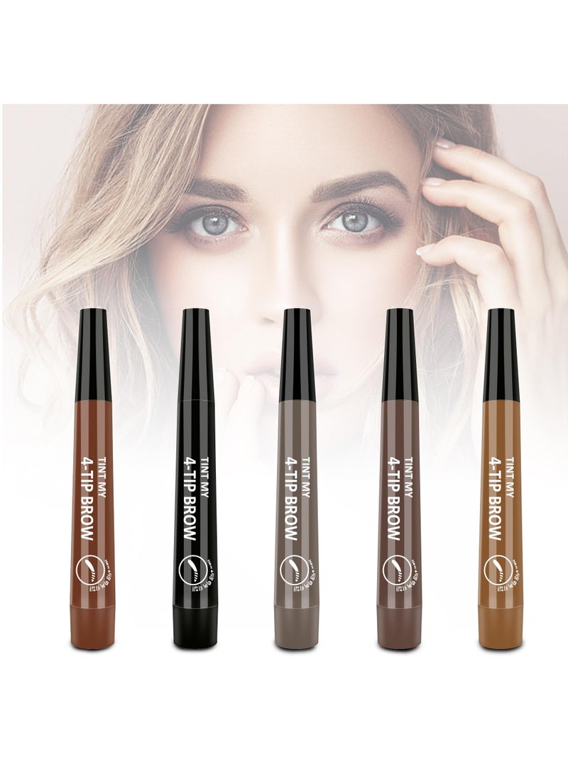 Excefore 5 Pack Eyebrow Pencil, Long Lasting Waterproof Eyebrow Pencil, 4-point Brow Lifter and Microbladed Brow Pencil, Suitable for Marking, Filling And Outlining Eyebrow - Image 1