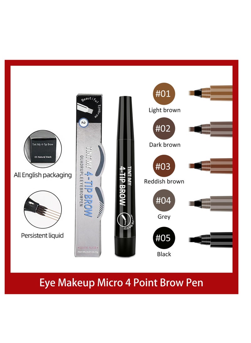 Excefore 5 Pack Eyebrow Pencil, Long Lasting Waterproof Eyebrow Pencil, 4-point Brow Lifter and Microbladed Brow Pencil, Suitable for Marking, Filling And Outlining Eyebrow - Image 3
