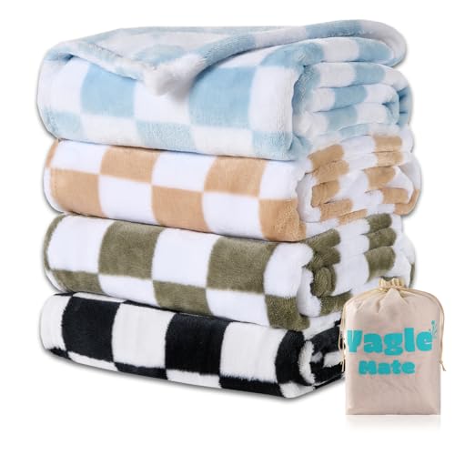 Yagle Mate 4 Pcs Baby Blankets Fluffy Small Crib Baby Blankets for Boys Fleece Checkered Blanket Toddler Receiving Blankets 3040 - Image 1