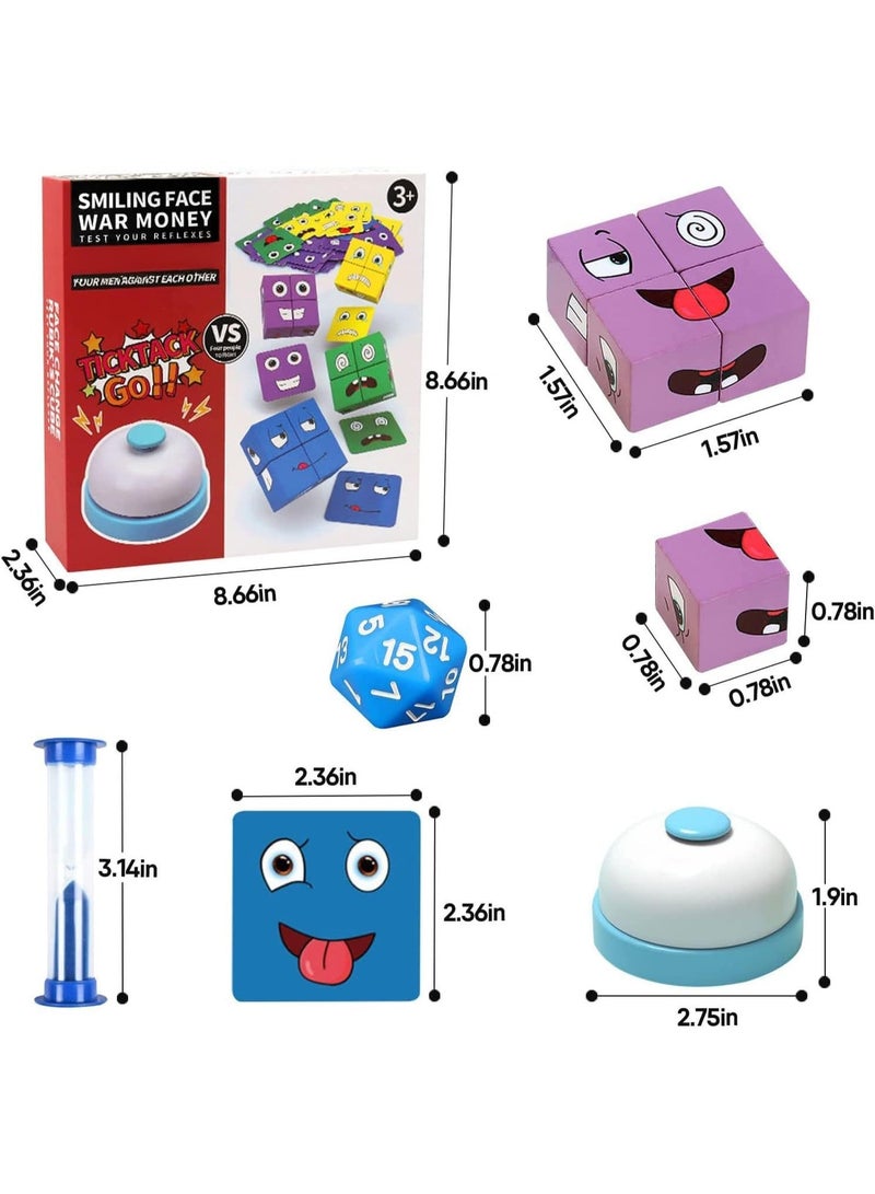 BEYTOR Wooden Expressions Matching Block Puzzle Game – Face Change Cubes, Montessori Educational Toy for Kids Ages 3–12, Family Logic & Reaction Speed Game with Cards & Wooden Blocks - Image 2
