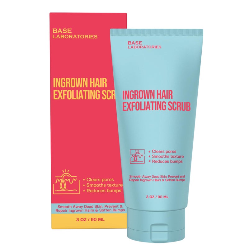 Base Laboratories Ingrown Hair - KP Bump Exfoliating Body Scrub - with AHA+BHA - Keratosis Pilaris Treatment - Daily Skin Exfoliant - Helps Reduce Strawberry Skin & Razor Bumps - Men & Women 3oz - Image 1