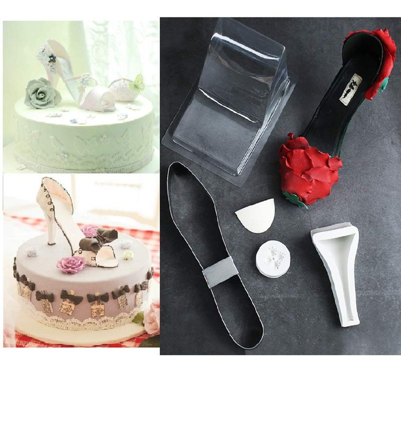 FOUR-C Flower Fondant Candy Silicone Molds Chocolate Molds Polymer Clay Crafting Projects and Cake Decorating molds (Highheel Silicone Shoe-5" Heel) - Image 3