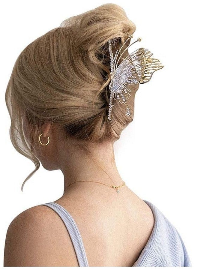 FREEBIES Painted Butterfly Hair Claw Clamps Elegant Hair Claw Clip for Thick Thin Hair Korean Hair Accessories Clutcher For Woman And Girls Golden Butterfly Hair Clip Metal Wedding Hair Claw Clip For Women Hair Claw - Image 5