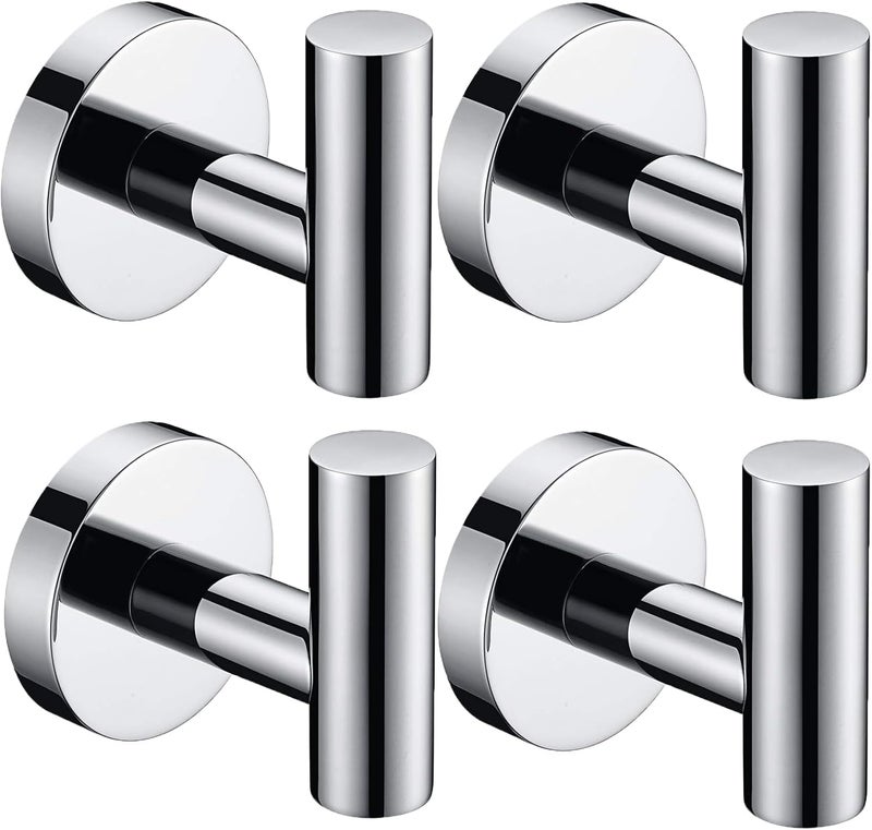 Nolimas Towel Coat Hook Polished Chrome, SUS304 Stainless Steel Bathroom Clothes Cabinet Closet Sponges Robe Hook Wall Mounted Round Kitchen Heavy Duty Door Hanger 4 Packs - Image 1