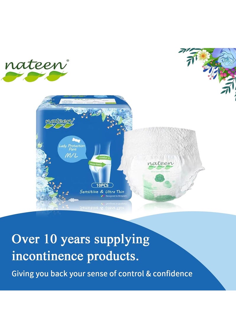nateen Disposable Period Pants for Sanitary Protection,10 Count Sanitary Pads Pant Style,Protective Underware for Women,Medium/Large Pull Ups,Super Guard Short Type.  - Image 5