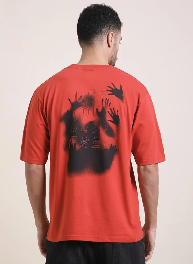 Difference of Opinion Men Oversized Crew Neck Printed T-Shirt