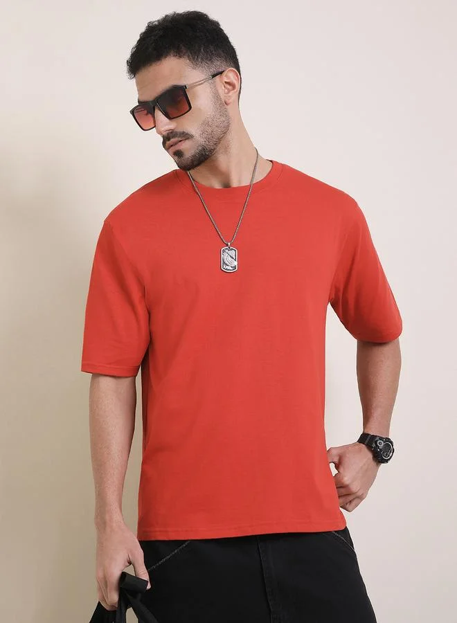 Difference of Opinion Men Oversized Crew Neck Printed T-Shirt