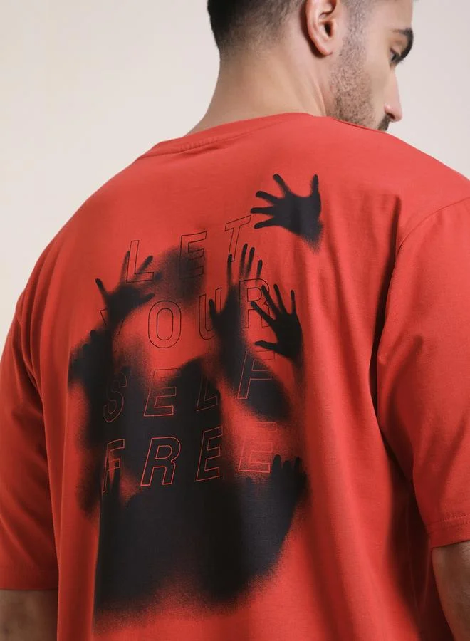 Difference of Opinion Men Oversized Crew Neck Printed T-Shirt