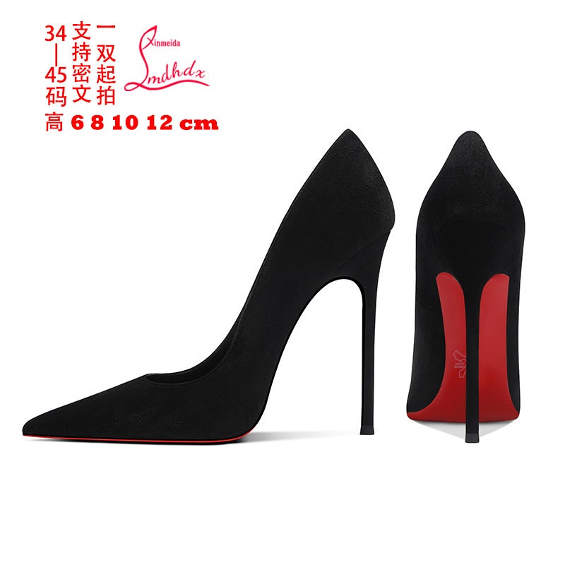 12Cm Super High Heel Stiletto Red Bottom Black High Heels 2025 Summer Host Stage Evening Dress Catwalk Shoes - Image 2