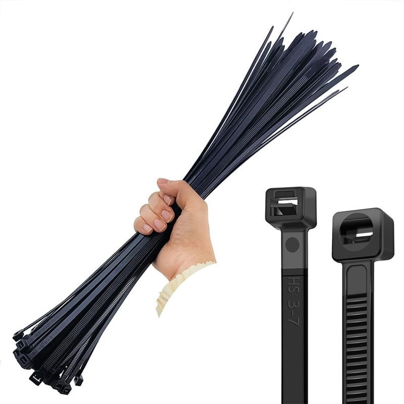 HS 18 Inch Zip Ties Black Heavy Duty 120 Pounds Wide Straps (50 Pack) Nylon PA66 UV Resistant,Self-Locking Large Long Electrical Plastic Cable Wire Zipties for Outdoor Use,Multi Purpose - Image 1