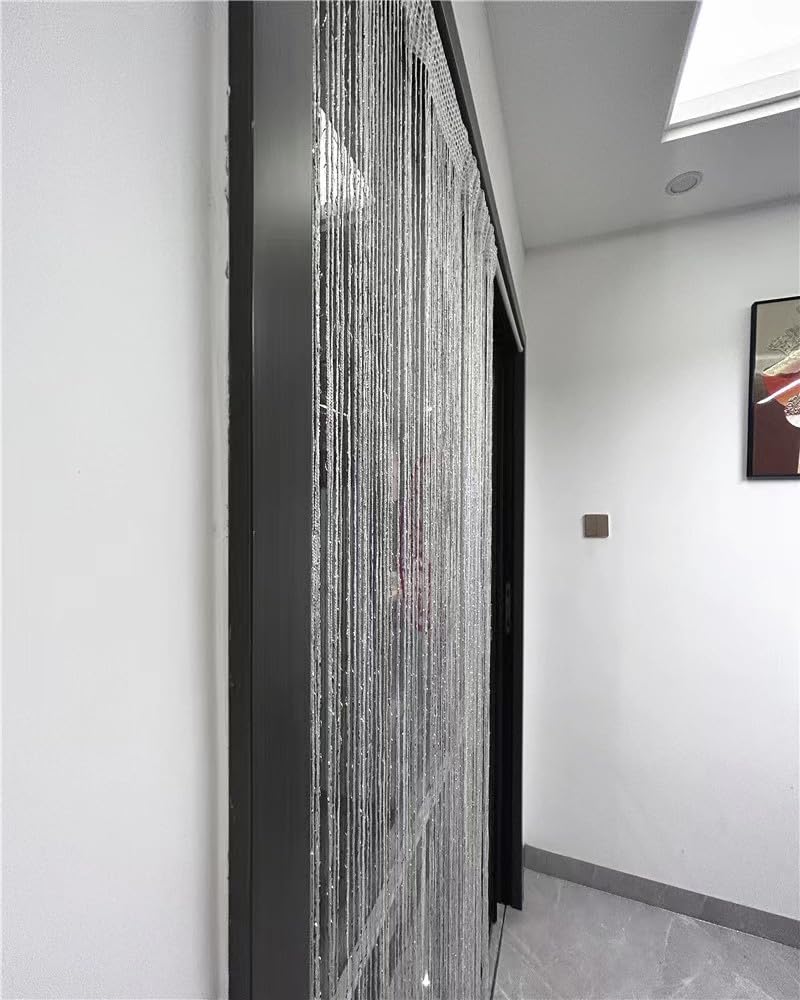 ave split Decorative Door String Curtain Wall Panel Fringe Window Panel Drapes Room Divider Blind Divider Tassel Screen Home 100cm*200cm (white1) - Image 3