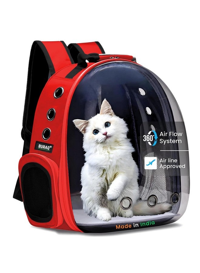 Buraq Astronaut Transparent Pet Carrier Backpack - for Travel, Hiking, Designed with Breathable Space, Ventilated, Airline-Approved, Sturdy Pad for Puppies & Cats (31.8L x 25.4W x 41.9H Centimeters) - Image 1