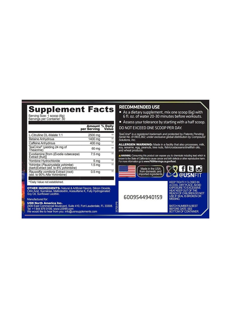 USN 3Xt Max Energy, High Stimulant And Thermogenic Pre-Workout, Fruit Punch Flavour, 30Servings - Image 5