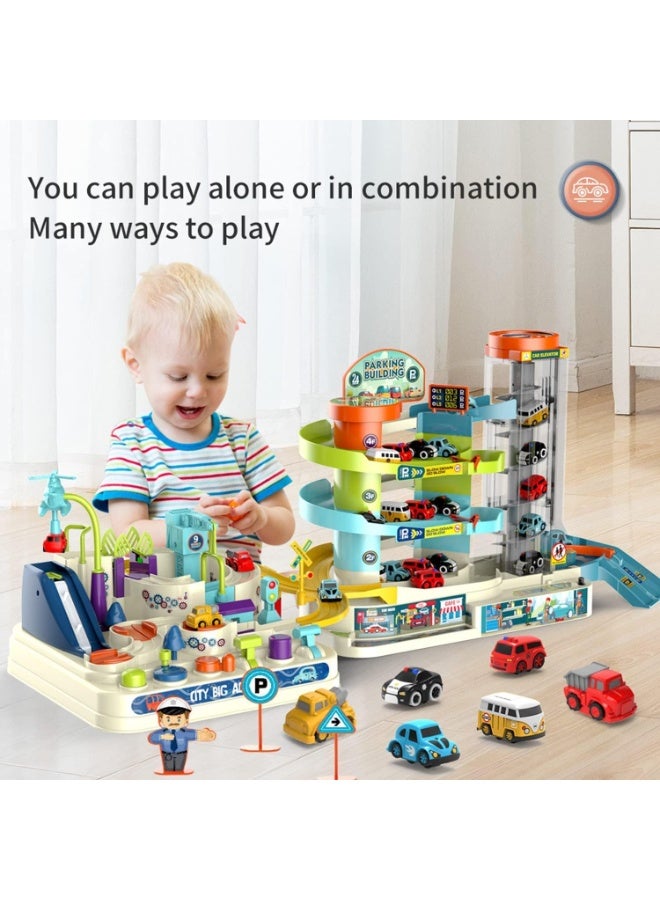 M.A&F's Electric Rail Car Building Parking Lot Adventure Racing Rail Car Toys Children Brain Mechanical Interactive Rail Cars (A) - Image 2