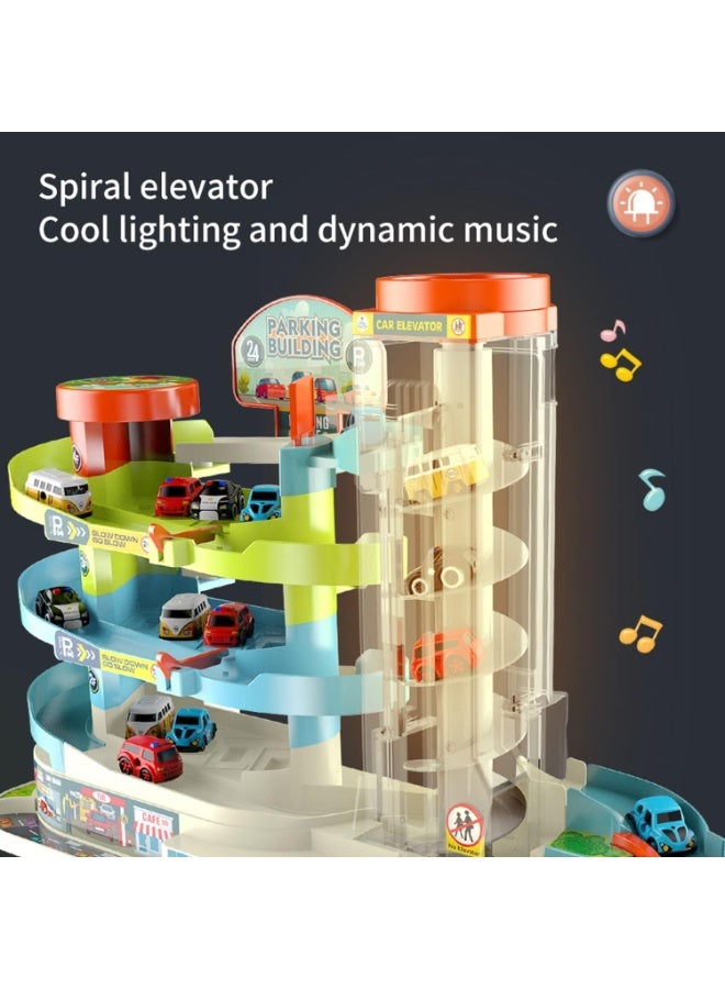 M.A&F's Electric Rail Car Building Parking Lot Adventure Racing Rail Car Toys Children Brain Mechanical Interactive Rail Cars (A) - Image 5