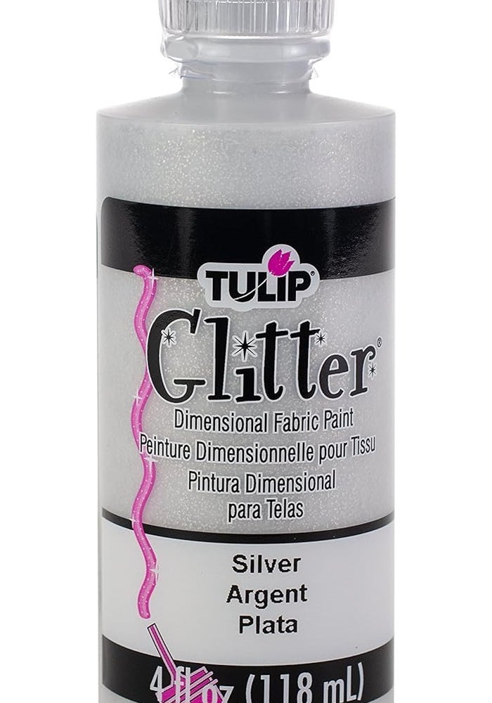 Tulip Glitter Dimensional Fabric Paint in Silver - 4 fl. oz. for Handmade Gifts and Décor Crafts